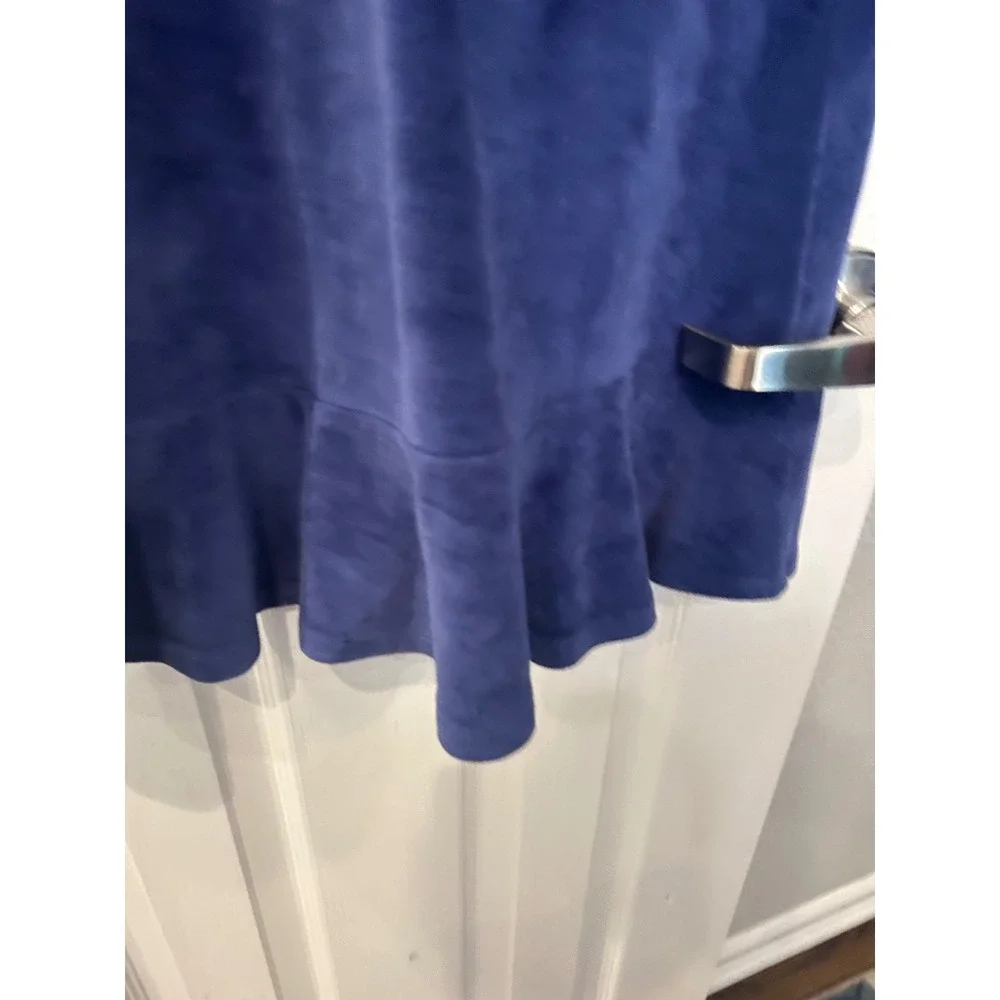 Garnet Hill Kids Velour Dress Blue Bell Sleeve‎ Ruffle Hem Girls Size 12 Holiday